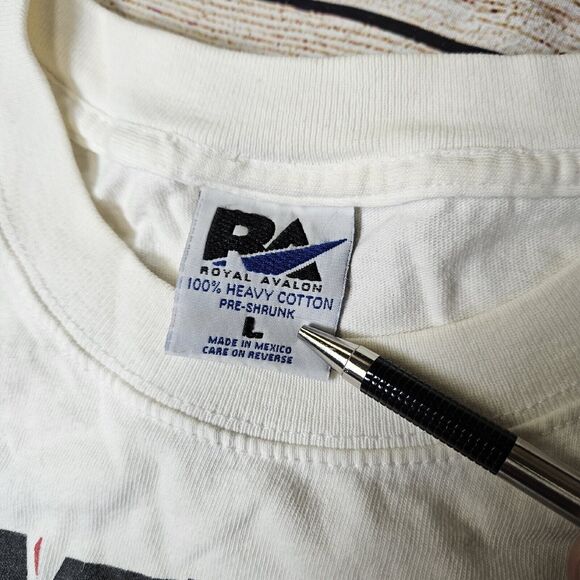 Vintage My World Does Revolve Around Softball Royal Avalon White Large Stained - Picture 6 of 7